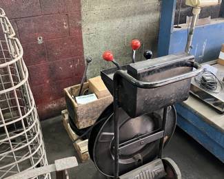 Signode strapping device, extra roll of strap, strap seals, strapping tools, etc.