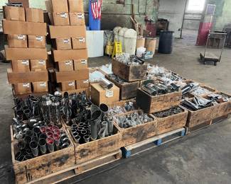 hundreds of exhaust tips, polished stainless, chrome plated, black powder coated, various diameters, lengths, and outlet styles