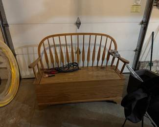 Oak storage bench