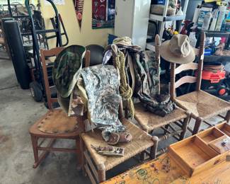 Chairs, Camo Clothes and Gear