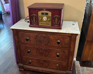 19th Century French Louise Philippe Chest of Drawers with Marble Top, MultiMedia Player