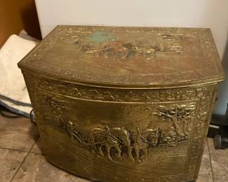 Vintage  Antique Arts and Crafts Brass Coal Box