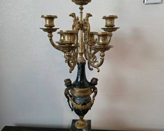 antique Italian Brevattato gilt bronze black marble Candelabra 