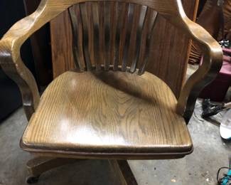 1940s Swivel Bankers Office Chair - Oak