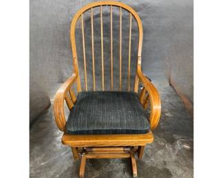Vintage Wooden Glider Rocking Chair with Upholstered Seat