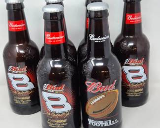 Budweiser Collectible Bottles – 5 Dale Jr NASCAR & 1 Football Edition	