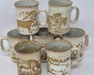 Dunoon Ceramics Scotland Farm Scene Mugs – Set of Seven