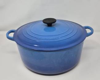 Le Creuset No. 28 Blue Enameled Cast Iron Dutch Oven with Lid – France