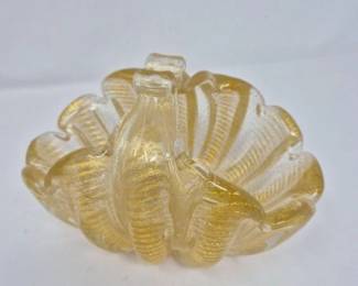 Mid‑Century Murano Cordonato d’Oro Gold‑Speckled Glass Basket