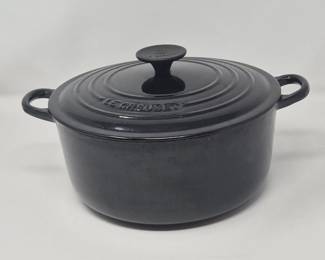 Le Creuset Black Enamel No. 24 Round Dutch Oven with Lid