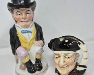Lidded Toby‑Style Character & Royal Carlton Long John Silver Mugs