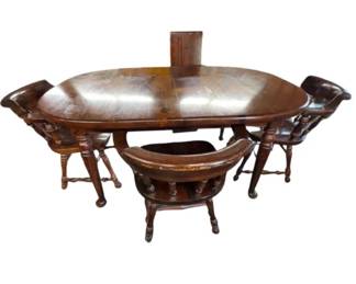 Ethan Allen Early American Dining Table - Leaf, 3 Spindle‑Back Chairs