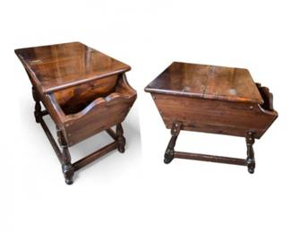 Ethan Allen-Style Dark Wood Side Tables with Hinged Tops