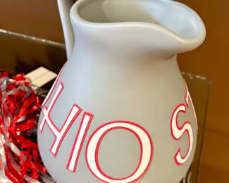 Ohio State ceramic pitcher