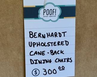 Bernhardt Upholstered Cane-Back Dining Chairs