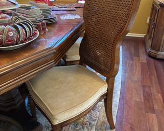 Bernhardt Upholstered Cane-Back Dining Chairs
