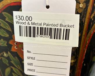 Wood & Metal Painted Bucket