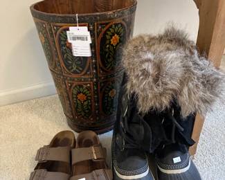 Wood & Metal Painted Bucket, Shoes