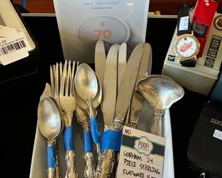 Nest Thermostat, Gorham 24 Piece Sterling Flatware Set 