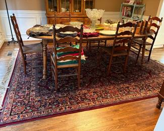 Two piece china cabinet matches the dining table