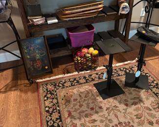 Solid wood bar table with storage shelves