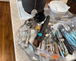 Flatware, knives, cookware, utensils, Visionware (lots of Visionware) not all pictured here. 