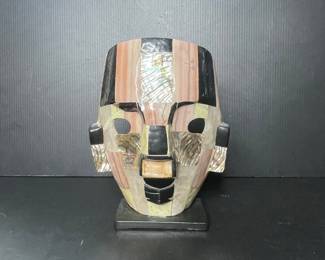 Vintage Abalone and Stone Mosaic Mask