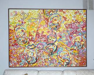 Original Franklin White Abstract Expressionist Painting, “Chandelier” 1972 Oil on Canvas 54x72