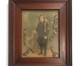 Victorian Hair Art Shadow Box with Child Portrait