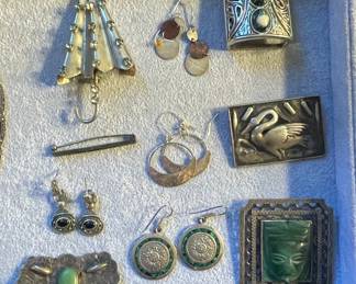 Assorted Vintage Mexican Sterling Silver and Stone Jewelry