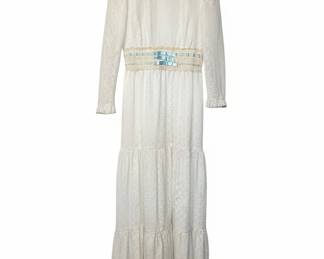 Vintage 1970s Maxi Dress with Ribbon Detail