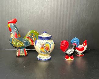 Wood & Ceramic Rooster Collection