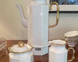 Porcelain Coffee Pot, Sugar Bowl, and Creamer Set by Georges Briard