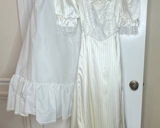 Vintage White Satin and Lace Wedding Dress & Underskirt