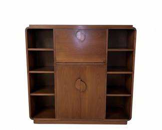 Art Deco Walnut Sideboard with Drop-Front Desk