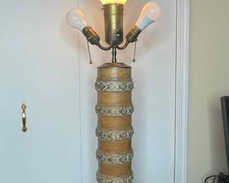 Mid-Century Table Lamp with Frosted Glass Shade Vintage