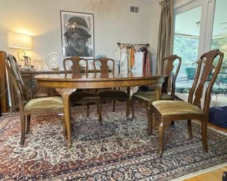 Henredon Oval Dining Table and 6 Chairs Vtg
