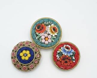 Italian Micro Mosaic Brooches