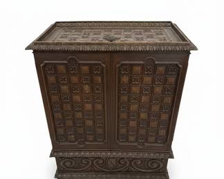 Ornate Carved Wood Laundry Hamper