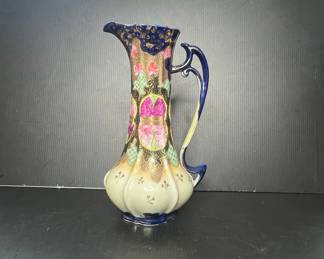 Hand-Painted Nippon Porcelain Pitcher with Floral and Gilt Decoration