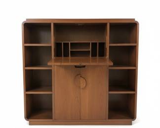 Art Deco Walnut Sideboard with Drop-Front Desk