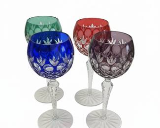 Bohemian Cut Crystal Glasses in Jewel Tones