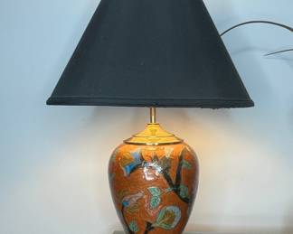 Vintage Satsuma Style Ceramic Ginger Jar Table Lamp with Floral Motif
