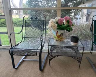 Wrought Iron Patio Chairs and Side Table