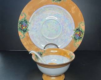 Noritake Hand-Painted Orange Lusterware Child's Tea Set