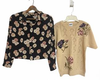 Vintage Floral Blouse & Leslie Fay Sweater