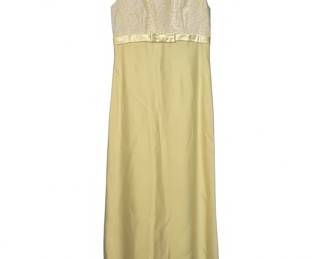 1960s Yellow Lace and Satin Evening Gown