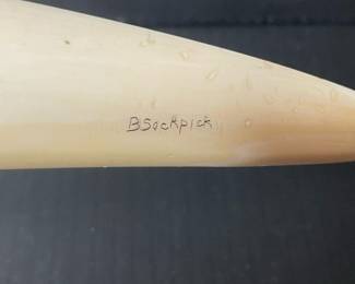 Carved Walrus Tusk with Animal Scene by B. Sockpick