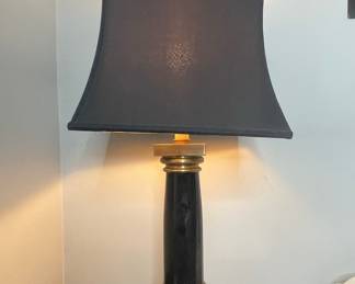 Brass and Black Marble Column Table Lamp (2)