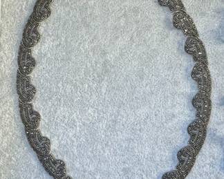 Vintage Sterling Silver Marcasite Necklace